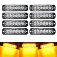 thumbnail image 1 of SEISSO 8-Pack 6 LED Sync Feature Amber Strobe Lights Vehicles Trucks Emergency Strobe Lights Kit 12V -24V Warning Hazard Flash St, 1 of 7