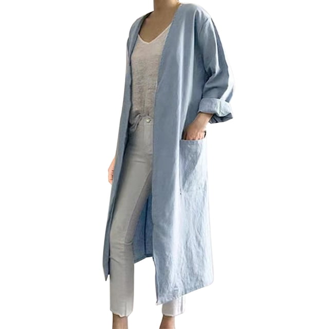 Kcodviy Women's Solid Color with Cropped Cardigans for Women Pockets Mid Length Cardigan Womens Fall Cardigan Sweaters Casual Jacket