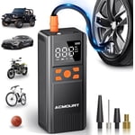 Tire Inflator Portable Air Compressor, Air Pump 150PSI Cordless Electric for Car, Motorcycle, Bike, Ball, with Tire Gauge Pressure, Black