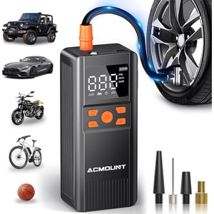 Gonfleur de pneus Portable Air Compresseur, Air Pompe 150PSI Electric sans fil pour voiture, moto, vélo, balle, avec pression de pneus, noir