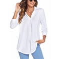 thumbnail image 3 of Innerwin Tops 3/4 Sleeve Women Blouse Work Solid Color Elegant Shirts White XL, 3 of 7