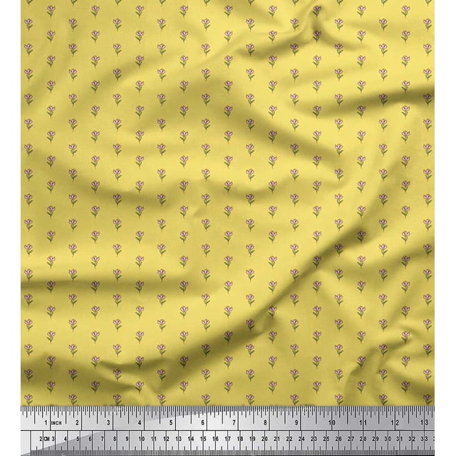 Soimoi Modal Satin Fabric Leaves & Floral Shirting Fabric Prints by Yard 42 Inch Wide