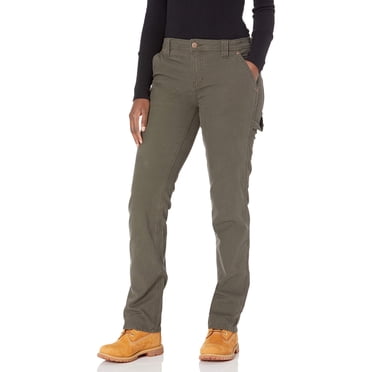 Dickies Pantalon Droit Décontracté de Charpentier pour Femme, Vert Mousse Rincé, 12