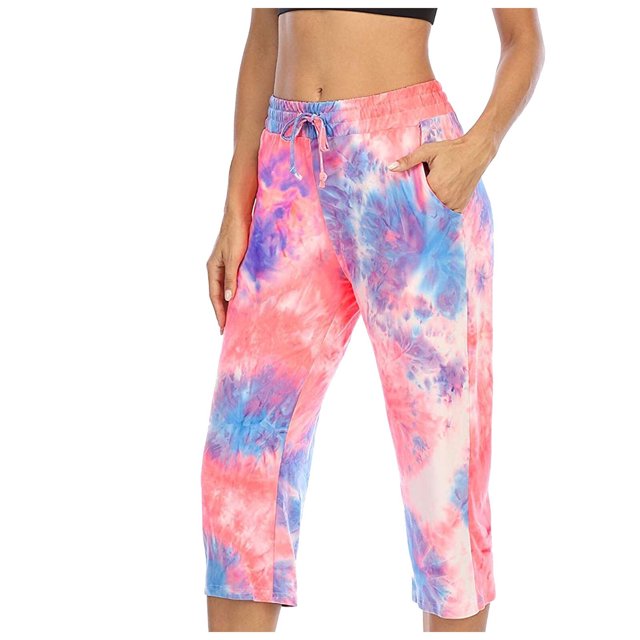 Fridja Pantalons à la Mode Décontractés à Cordon Teints à la Cravate pour Femmes