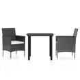 thumbnail image 2 of vidaXL 3 Piece Garden Dining Set with Cushions Black, 2 of 5