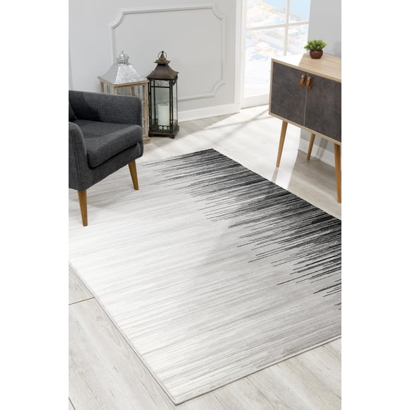 Rug Branch Ombra 5' x 8' (5'3" x 7'7") Black/Grey Abstract Indoor Area Rug, Contemporary, Medium Pile, Stain-Resistant Carpet - Living Room, Bedroom, Dining Room, and Kitchen