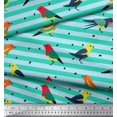 thumbnail image 1 of Soimoi Green Rayon Fabric Stripe & Bird Print Sewing Fabric Yard 58 Inch Wide, 1 of 3