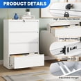 thumbnail image 4 of File Cabinet with 4 Drawers, Locking Metal Filing Cabinet for Home Office, Large Storage Capacity for Letter/A4 Size, Heavy Duty Steel Document Organizer, White, 4 of 9