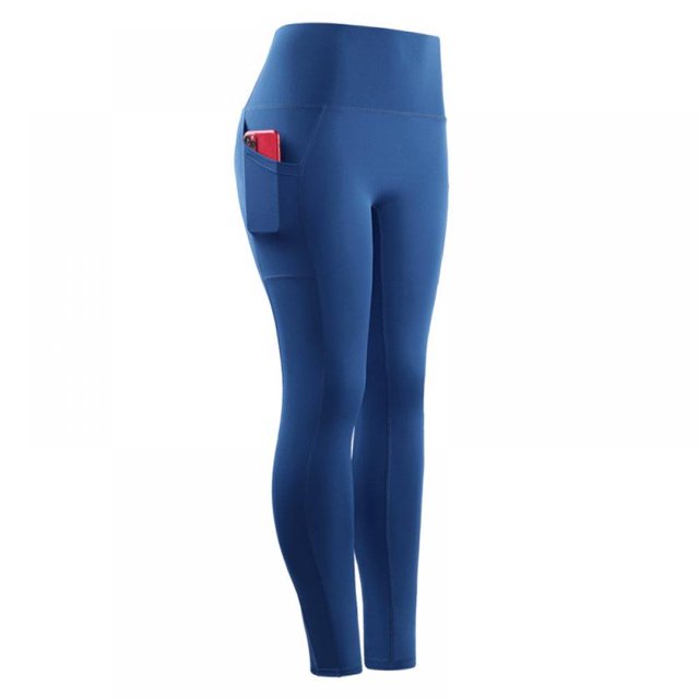 2021 Pantalon de Yoga de Sport Taille Haute pour Femmes Séchage Rapide Respirant Extensible Compression Pantalon Court Bleu#01