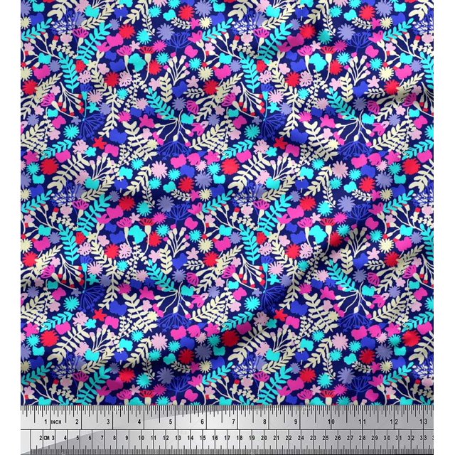 Soimoi Cotton Poplin Fabric Leaves & Floral Artistic Fabric Prints by Yard 42 Inch Wide