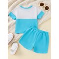 thumbnail image 3 of Gupgi Baby Boys Summer Shorts Sets Short Sleeve Contrast Color T-Shirts and Drawstring Shorts, 3 of 9