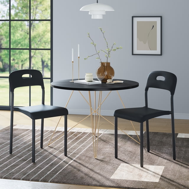 Modern Stackable Dining Chairs, Waterproof Plastic Seat with Ergonomic Back, Metal Legs, Easy Assembly, Space-Saving Kitchen Chairs for Dining Room, Indoor Outdoor Use, 45.5x40x76.5cm
