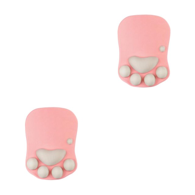 relayinert Stylish Cat Paw Gaming Mouse Mat Wrist Protection Non-slide Base Safe Cute DS-015 pink gray 2Set