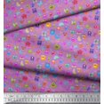 thumbnail image 2 of Soimoi Purple Cotton Duck Fabric Insect,Sun & Cartoon Alphabets Text Printed Fabric 1 Yard 42 Inch Wide, 2 of 3
