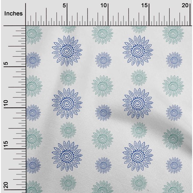 oneOone Polyester Lycra Fabric Spiral & Floral Block Print Fabric By The Yard 56 Inch Wide