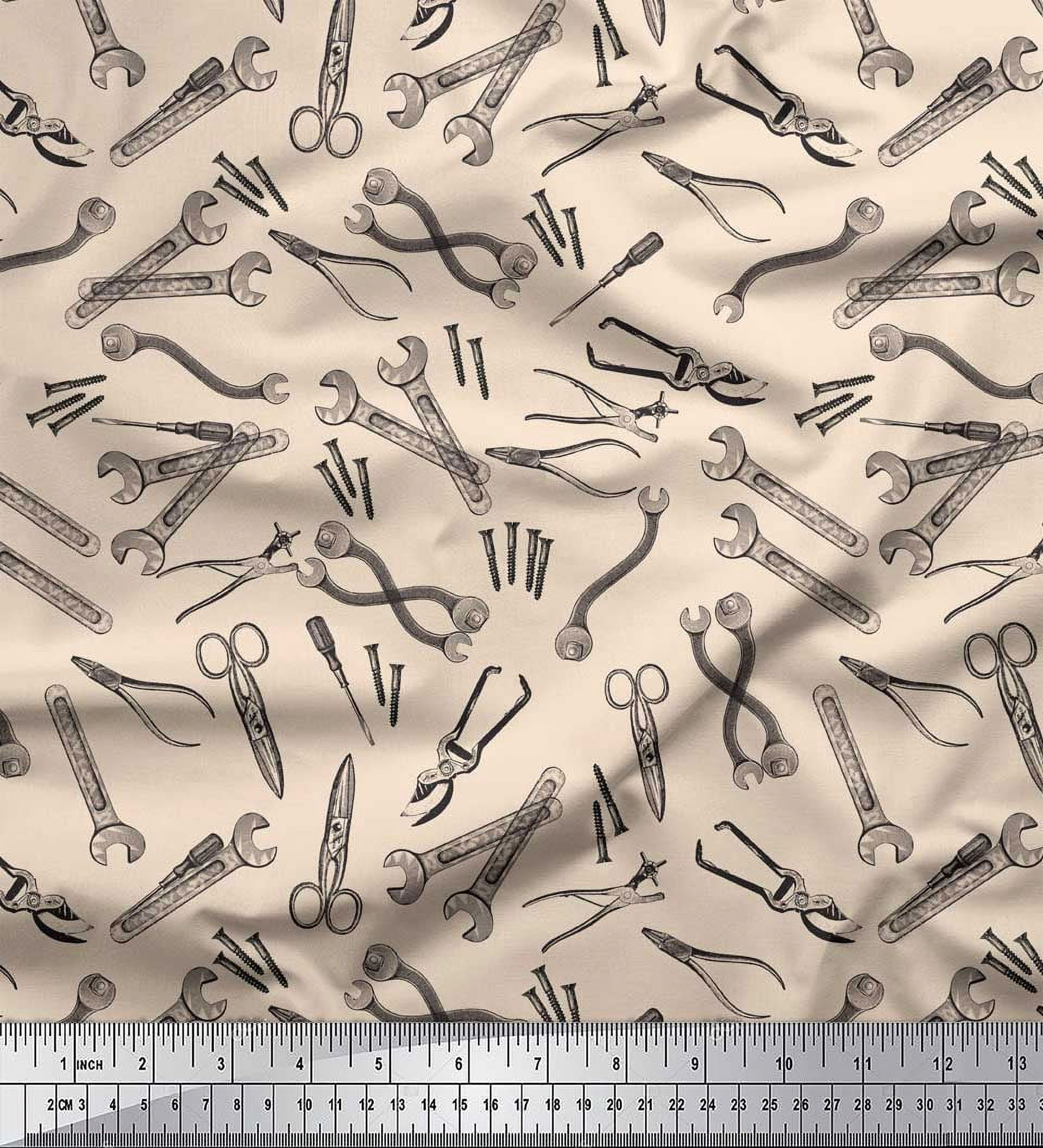 Soimoi White Georgette Viscose Fabric Tools Hardware Printed Fabric 1 Yard 42 Inch Wide