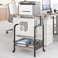 thumbnail image 2 of Portable Printer Stand with Power Outlet, 3 Tier Rolling Printer Table with Adjustable Storage Shelf and Wheels, 2 of 7