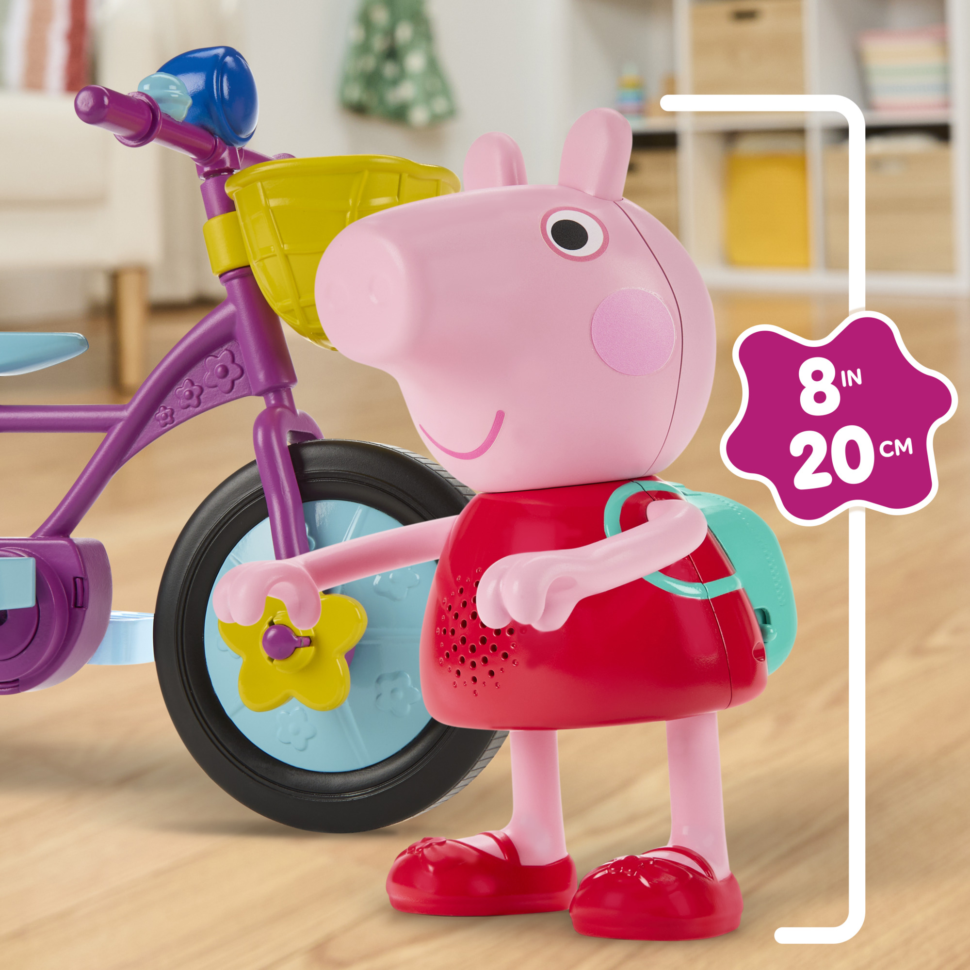 Peppa Pig À vélo avec Peppa, coffret avec figurine interactive et vélo - Version anglaise