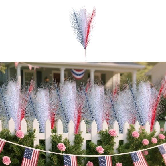 TIMIFIS Plasti C Feather Decorations, Home Decor Independence Day Decorations Fourth of July Party Decorations Magenta White Blue Simulated Feathers Decorations