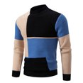 thumbnail image 2 of Xcmzpl Mens Mock Turtleneck Sweater Long Sleeve Casual Pullover Sweater Slim Fit Basic Knit Tee Color Block Fall Sweaters, 2 of 7