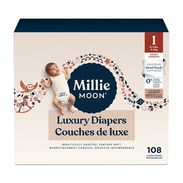 Millie Moon Luxury Diapers, Size 1, 108 Count