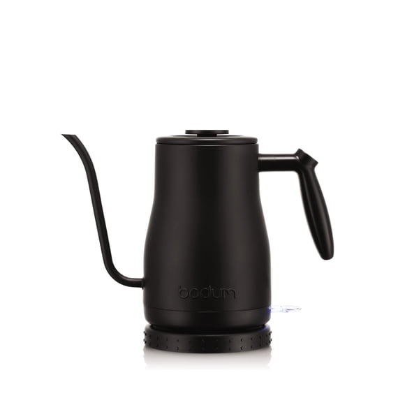 Bodum Bouilloire Électrique à Eau Bistro à Col de Cygne 34 Oz, Café Filtre et Thé, Acier Inoxydable, Noir Mat