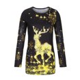 thumbnail image 4 of IROINID Chemises de Noël en Solde pour Femmes Blouse à Manches Longues Col Rond Imprimé, Jaune, 4 of 6