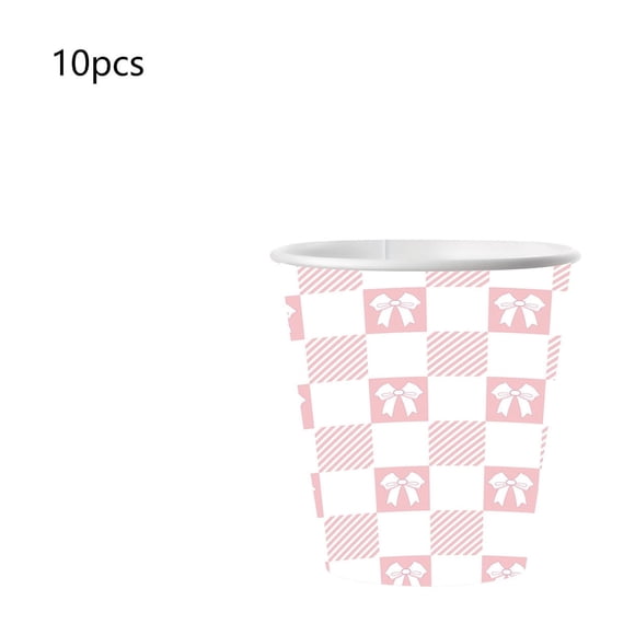 Chanana Valentine's Day Pink Bow Birthday Decorations Party Supplies, Pink Bow Birthday Plates/ Napkins /Cups, Bow Theme Tableware Party Supplies for Women (10PCS Cup)