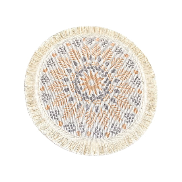Light Bohemian Woven Placemat Pad with Tassel Heat Insulation for Kitchen Table and Everyday Use
