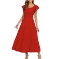 thumbnail image 2 of mtvxesu Robes pour Femmes, Robe Confortable à Manches Courtes Unie de Printemps/été à la Mode pour Femmes, Robes d'Invitée de Mariage, 2 of 5