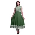 thumbnail image 1 of Bimba Robe Anarkali Ikat Verte pour Femmes, Kurti Imprimée Ethnique Indienne, Longue Kurta, Robe de Soirée, Petit, 1 of 6