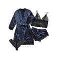 thumbnail image 1 of Faithtur Femmes 4 Pièce Pyjama Set V Cou Cami Tops Dentelle Garniture Shorts Robe Ceinturée Dentelle String Vêtements de Nuit Ensembles, 1 of 5