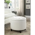 thumbnail image 3 of Convenience Concepts Designs4Comfort Round Ottoman in Ivory Faux Leather Fabric, 3 of 5