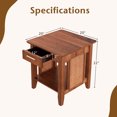 thumbnail image 3 of Gymax Boho Style Nightstand 3-Tier Sofa Side End Table w/ Drawer & Shelf Walnut, 3 of 8