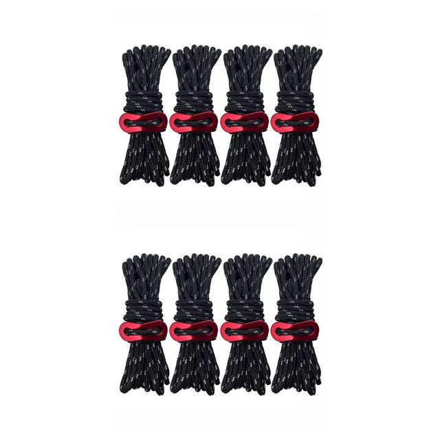 Thinsony 4 Pieces Tent Rope Hiking Wire Camping Supplies Multicolored Multifunctional Outdoor Lanyard Reflective Practical Safety Black 2Set