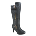 thumbnail image 1 of Bottes à Talons Hauts à Fermeture Éclair à Bout Rond Décontractées pour Femmes Dames (Gris, 6.5), 1 of 5