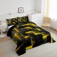 thumbnail image 2 of YST Yellow and Black Geometric Comforter&nbsp;Set Full,3D Square Plaid Bedding Set for Girls Boys,Glowing Neon Geometry Comforter&nbsp;Set Reversible Soft,Abstract Checkered Quilt Bed Set 3Pcs, 2 of 5