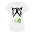 thumbnail image 1 of Hauts de Maternité d'Halloween pour Femmes, T-Shirt de Grossesse à Imprimé Amusant, Coupe Confortable Extensible pour Tenue Décontractée, Col en V, Design Froncé sur les Côtés, 1 of 3