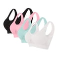 thumbnail image 1 of Xfvqtps 4PC Sports Bras for Women Breathable Mesh Back Hollow out Standard Strap Padded Elastic Pullover Color Block Comfortable Yoga Bra Multicolor-07, 1 of 6
