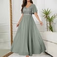 thumbnail image 1 of Gspmoly Robes d'Été pour Femmes 2025, Robe d'Été Unie à Manches Courtes et Col en V pour Femmes, Robes de Travail pour Femmes Économies d'Été, 1 of 7