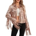 thumbnail image 1 of Gupgi Veste à Paillettes Scintillantes pour Femmes, Veste Brillante à Paillettes, Ouverte à l'Avant, Manteau à Franges à Pampilles, Veste Disco, 1 of 9