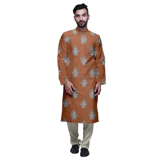 Atasi Kurta Décontracté Imprimé à Col Chinois avec Churidar Kurta Chemise pour Homme