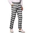 thumbnail image 5 of INSPIRE CHIC Pantalon Imprimé Argyle pour la Rentrée pour Homme Coupe Régulière devant Plat Pantalon Habillé 36 Noir Blanc, 5 of 5
