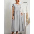thumbnail image 1 of 2024 Nouvelle Robe Femme Rétro Couleur Unie Sans Manches Jupe Longue Ample avec Poches, 1 of 7