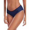 thumbnail image 2 of Ocean Blues Women's Full Coverage Bikini Bottom Mid Rise Ruched Sides Swim Bottoms Navy Blue Size Medium, 2 of 7