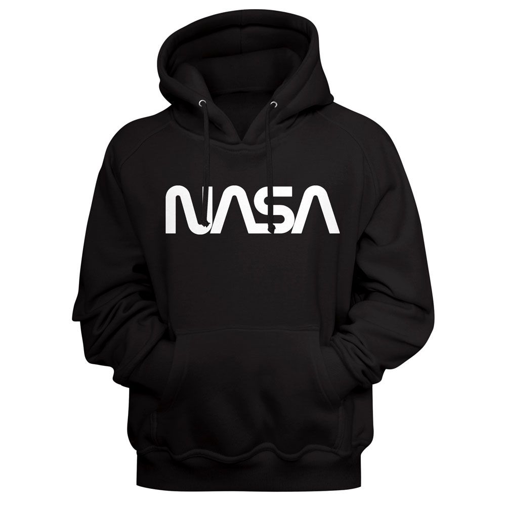 NASA Worm Logo Black Adult Hoodie Sweatshirt 2Xl