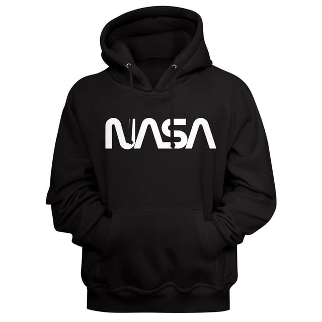 NASA Worm Logo Black Adult Hoodie Sweatshirt 2Xl