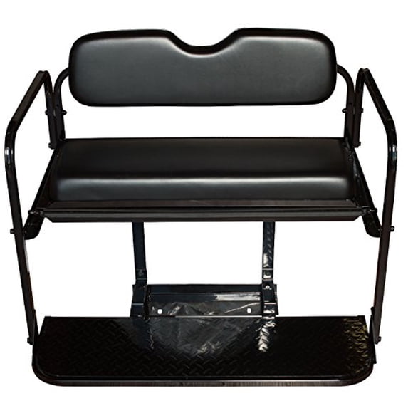 Performance Plus Carts EZGO TXT Golf Cart Flip Folding Rear Back Seat Kit - Black Cushions