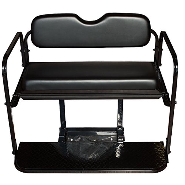 Performance Plus Carts EZGO TXT Golf Cart Flip Folding Rear Back Seat Kit - Black Cushions