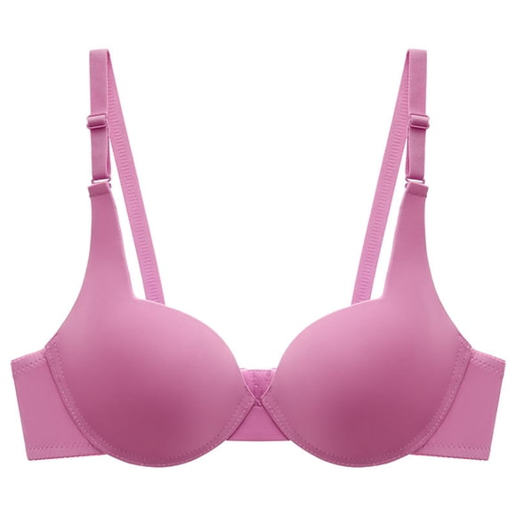 LOVZFMLL Bras for Women Women's French Bra Sexy Underwear Steel Ring Gathered Solid Color All-match Chest Bra Pink L